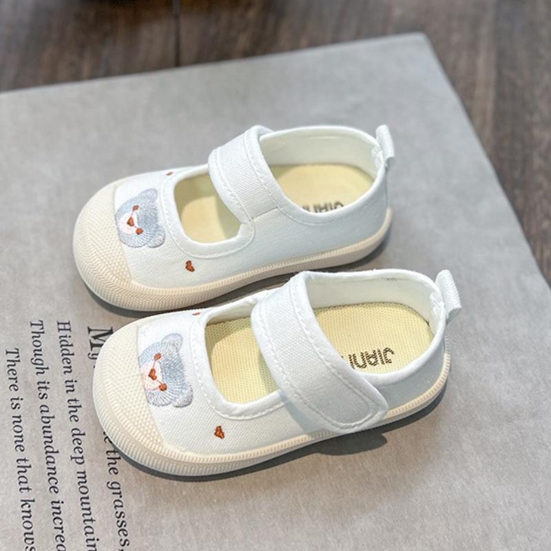 Girls' canvas shoes autumn new girls casual shoe embroidered girls' shoe anti slip children's canvas shoes cartoon child shoes