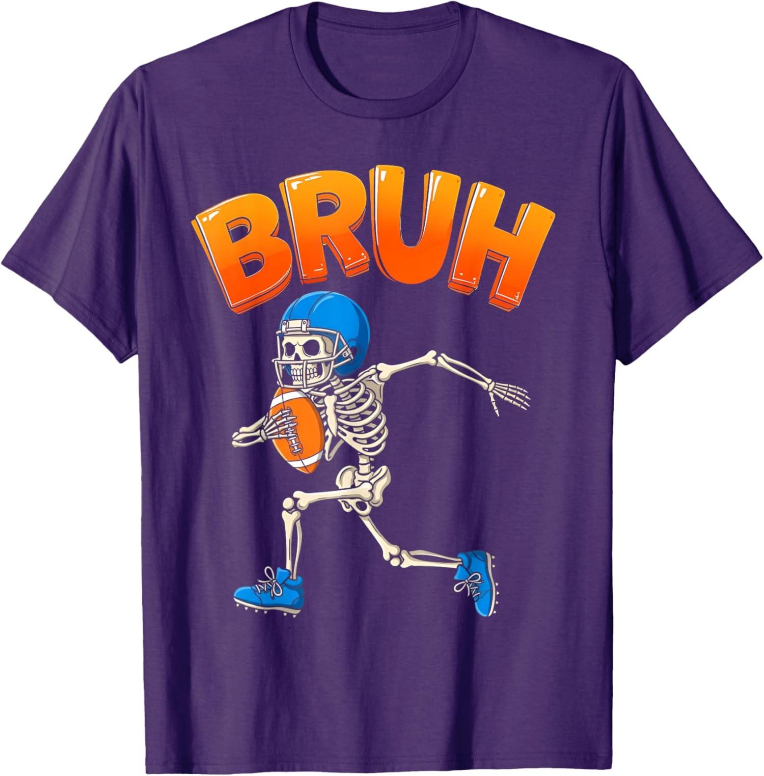 Funny Skeleton Halloween Spooky Football Player Unisex T-Shirt S разноцветный
