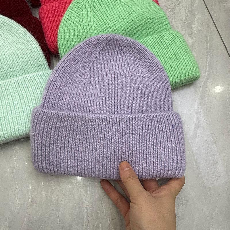 Hat Women's Autumn and Winter Wool Hat Casual Warm Versatile ins Knitted Hat Solid Color Light Board Cold Hat Men's Trend