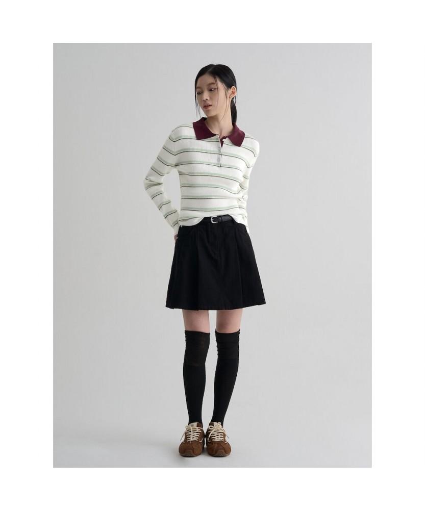 8seconds Collared Neck Striped Pullover Ivory