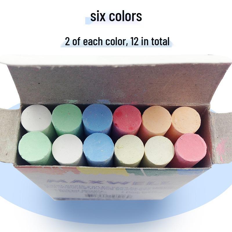 Magnetic Teacher Writing Tools: White & Colored Chalk for Black/Green Boards - 12 Pieces Office Teaching Supplies