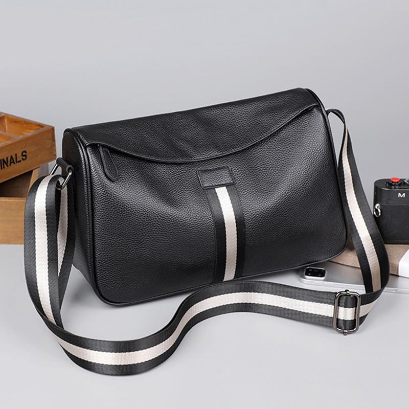 New Design Men Bag Soft Genuine Leather Boy's Flap Cowhide Leather Shoulder Bag Men's Crossbody Messenger Bags Fashion Style