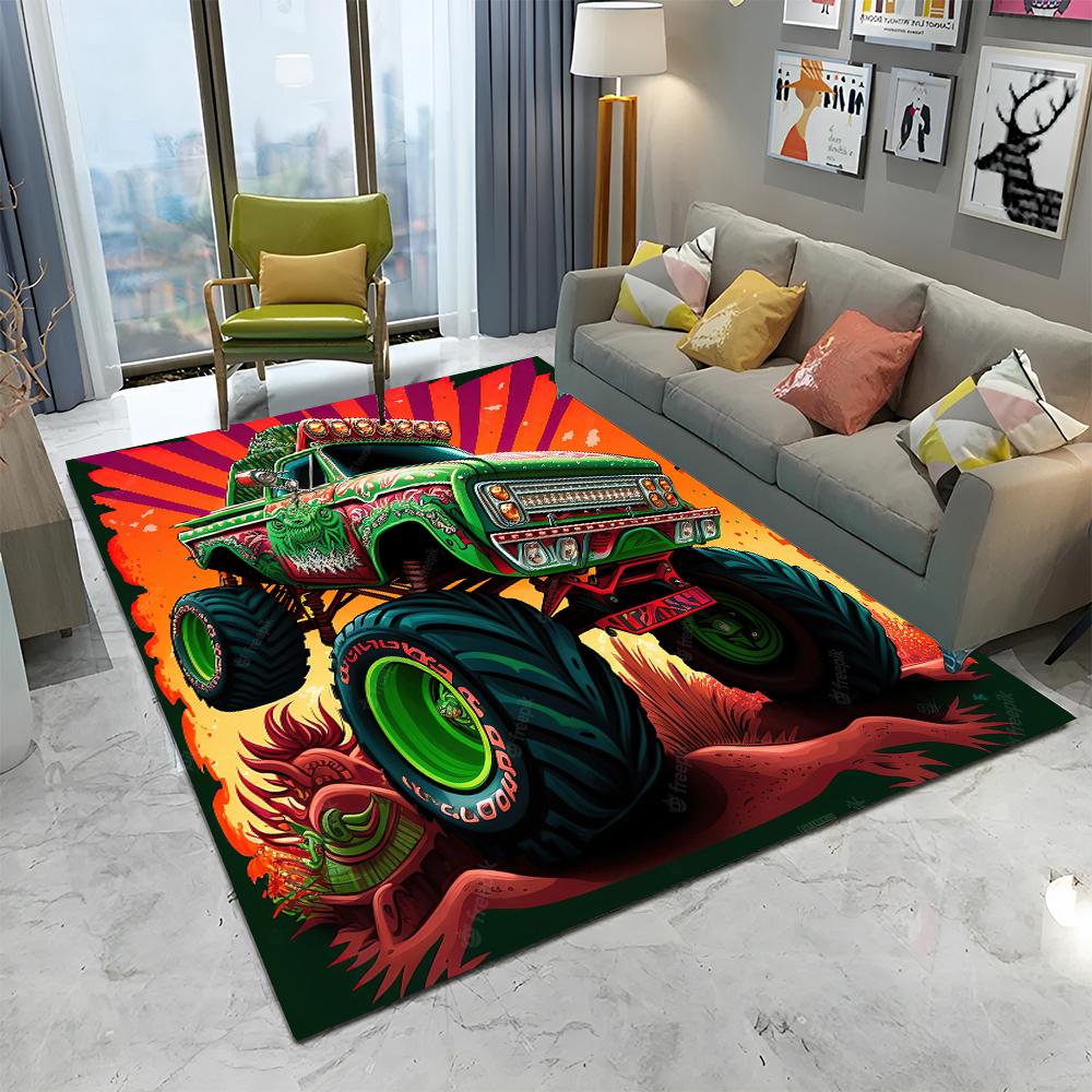 Covor 3D Monster Jam Monster Truck Desen Animat pentru Casă Living Dormitor Canapea Covoraș Decor, Covor pentru Copii Covoraș de Podea Antiderapant