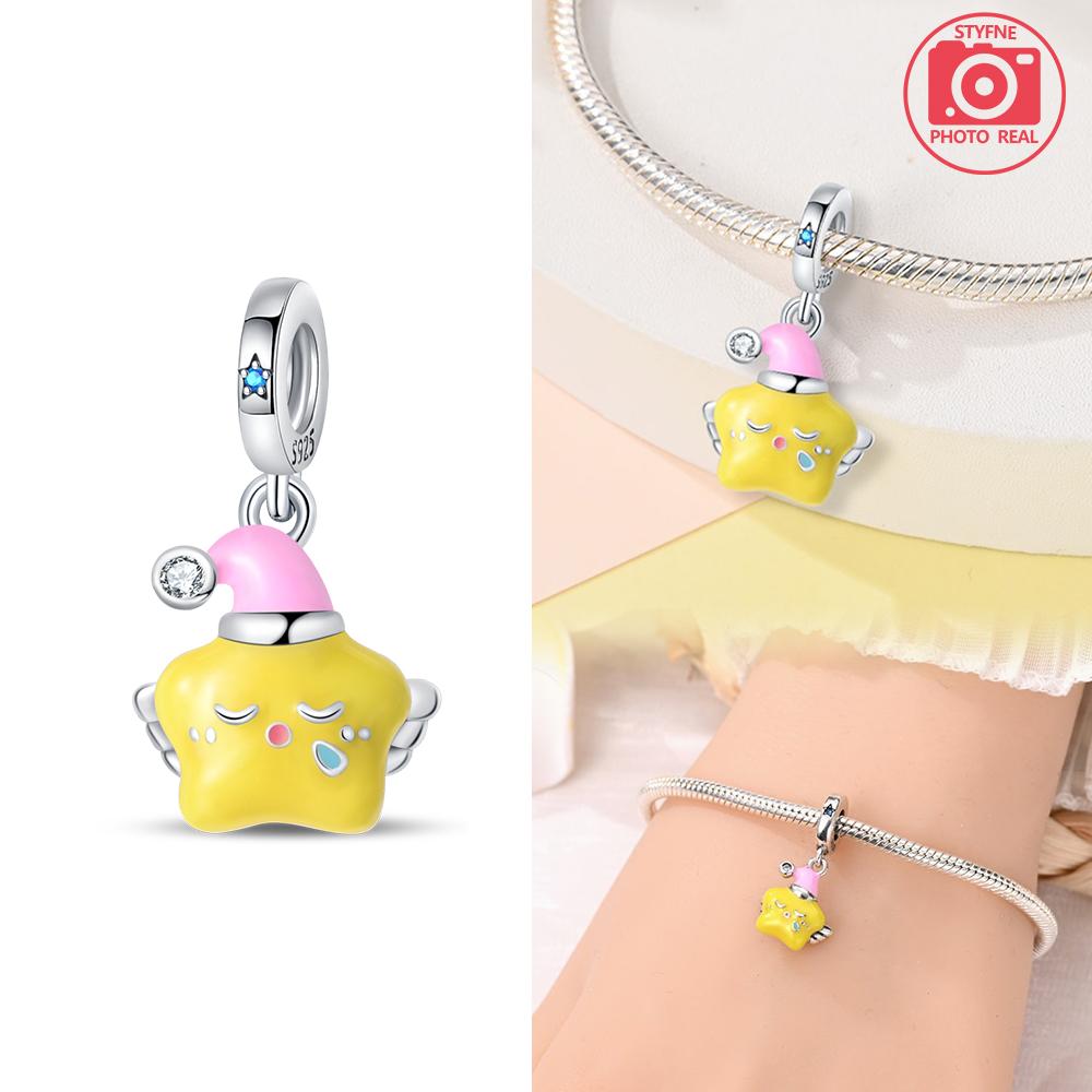Charms Plata Copper Colors Shiny Moon Star Luminous Pendant Charms Fit Original Bracelet Diy Fine Jewelry Gift For Women