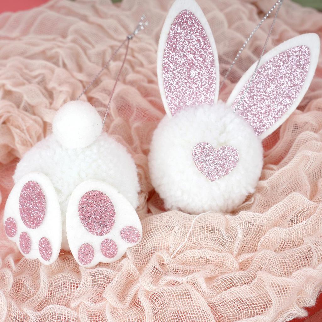 Easter Plush Bunny Ornament Hangable Cute Decoration 12 Piece Easter Plush Bunny Ornaments for Tree for Home Festivals