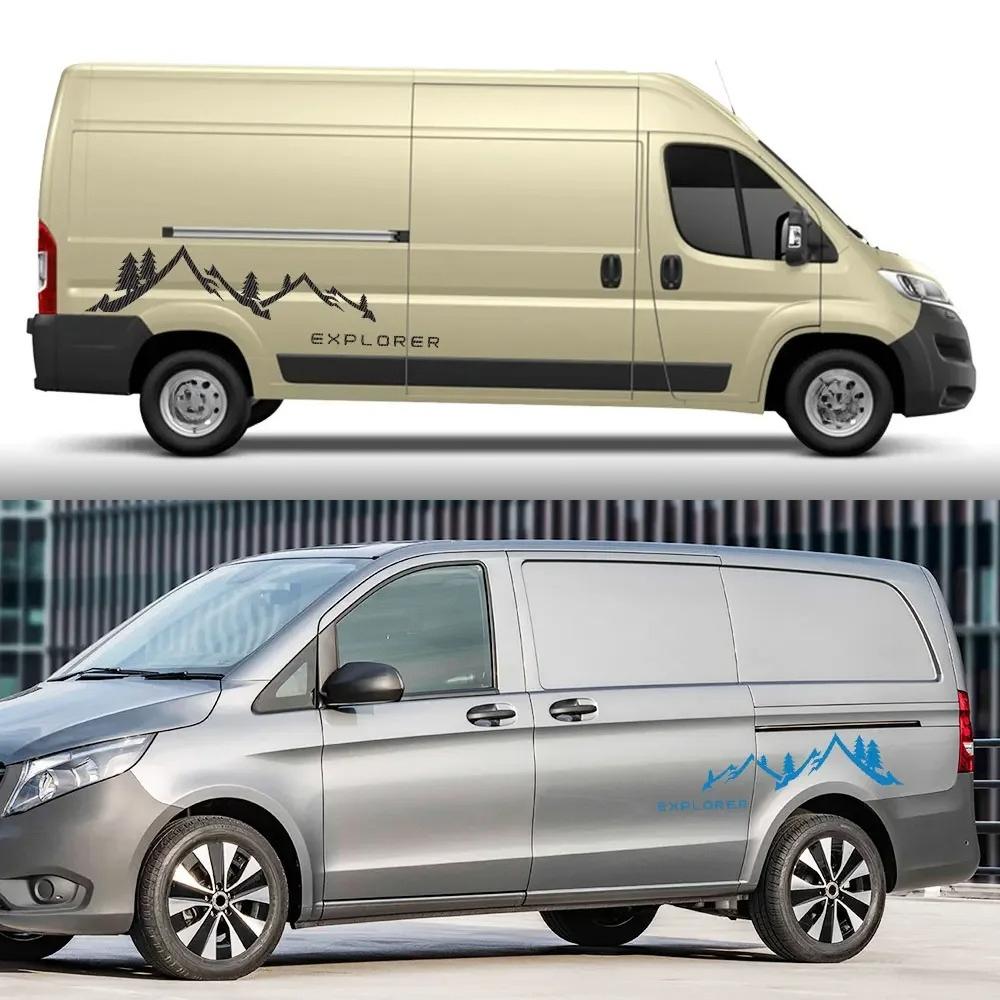 2Pcs Car Stickers For Peugeot Boxer Citroen Jumper Fiat Ducato Mountain Graphics Camper Van Decals Motorhome Auto Accessories