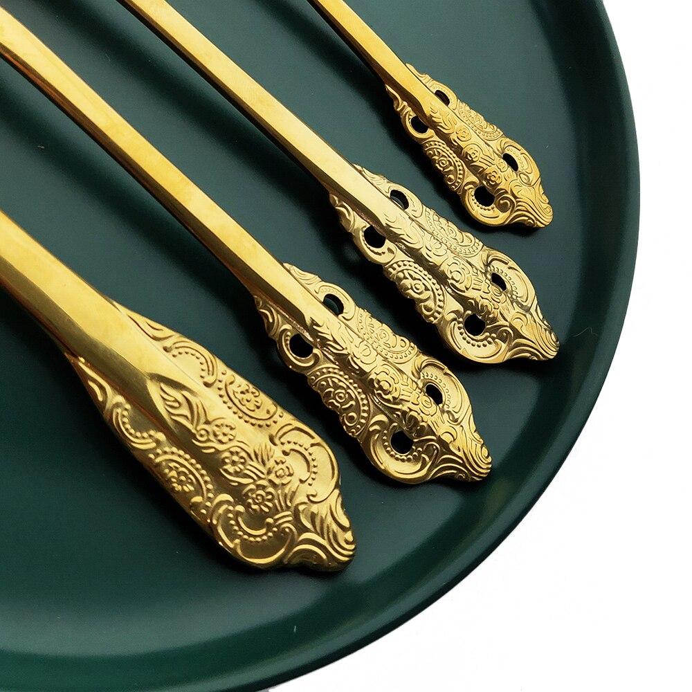 JANKNG 304 Stainless Steel Flatware Set Rainbow Dinnerware Set Gold Knife Fork Spoon Dinner Set Luxury Cutlery Silverware Set