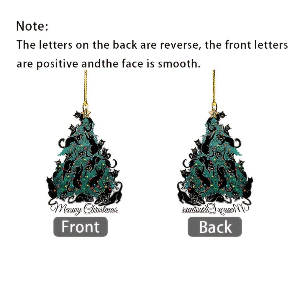 2D Christmas Pet Cat Pendant Flat Kitten Christmas Ornament Christmas Tree Cat Decoration  New Year