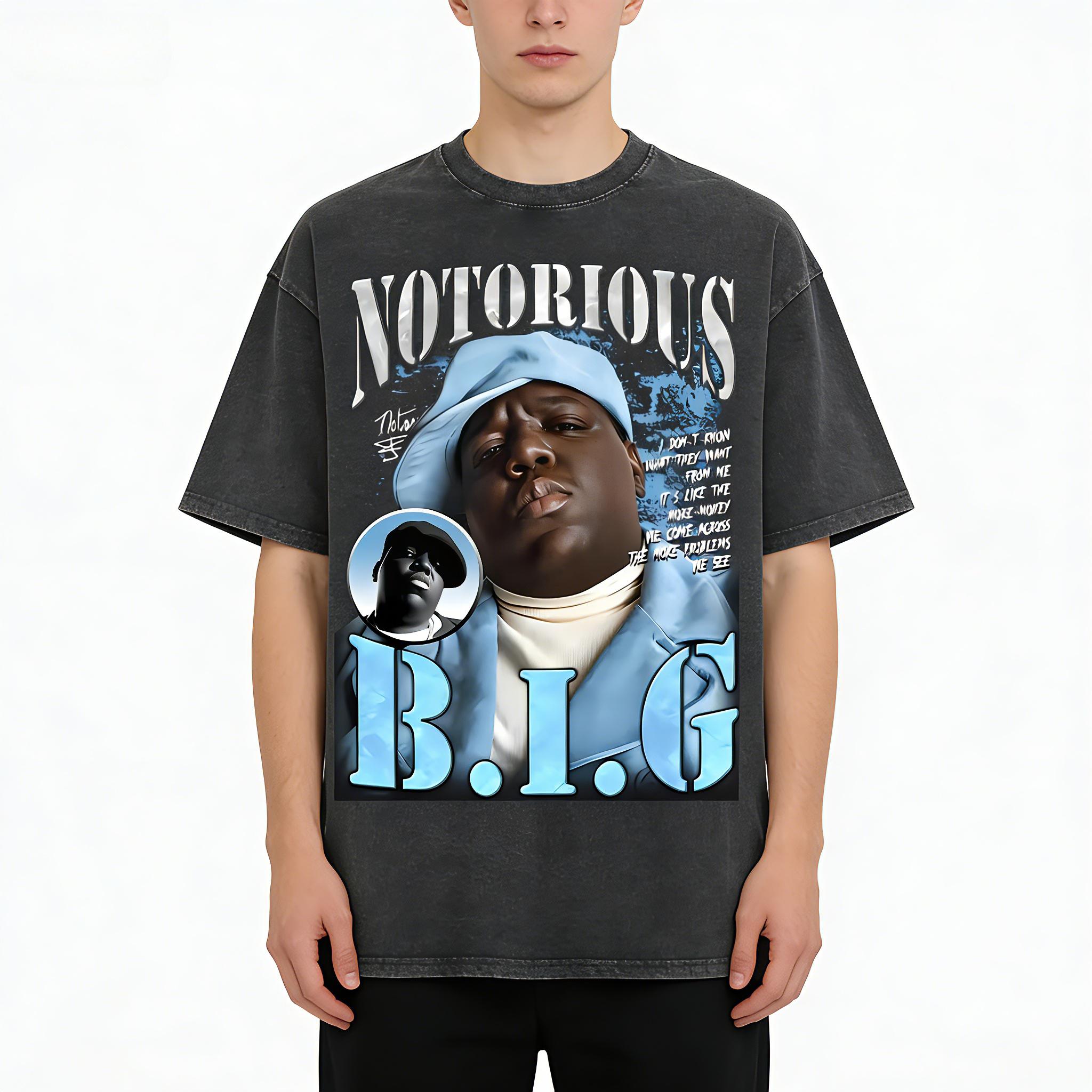 2026 Spring/Summer Washed Vintage The Notorious Big Ready To Die Big Poppa Album GraphicT T-shirt Hip-hop Biggie Smalls T-shi... S разноцветный