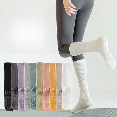 Yoga Socks, Women's Mid-calf Socks, Professional Fitness Pilates Socks, Silicone Anti-slip Sports Long Socks, Sweat-absorbing Cotton Socks