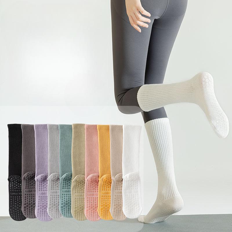 Yoga Socks, Women's Mid-calf Socks, Professional Fitness Pilates Socks, Silicone Anti-slip Sports Long Socks, Sweat-absorbing Cotton Socks