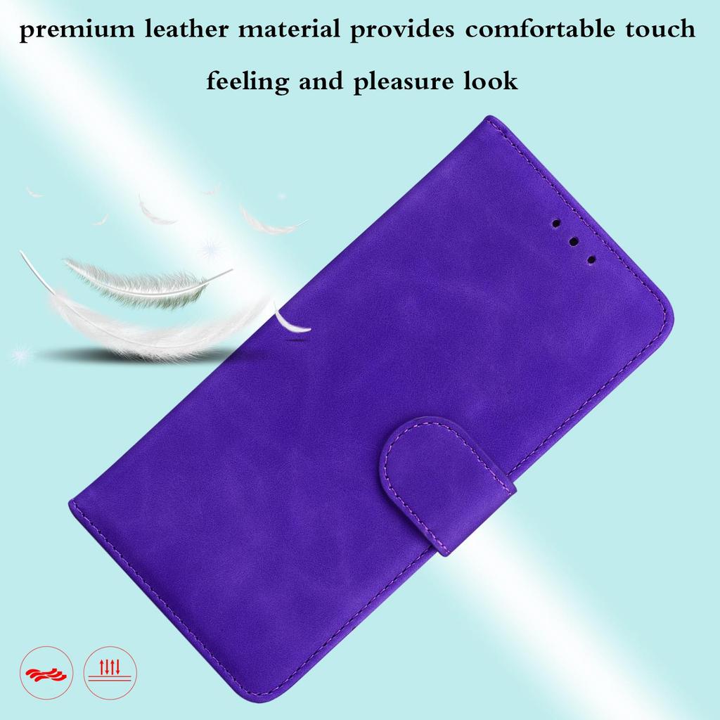 Einfarbige Haut Leder Handy Brieftasche Fall Buch Ständer für Infinix Tecno Nokia Sony LG Frauen Männer lila Kartensteckplatz magnetische stoßfeste Flip Cover Tasche