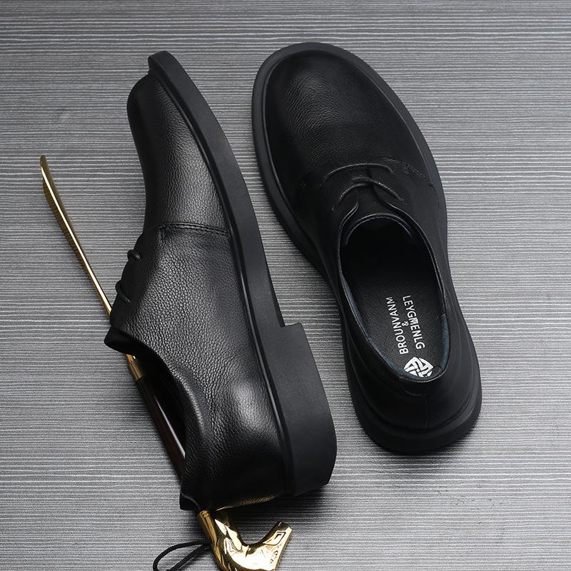 2019 Tide One-Pedal Men'S Casual Shoes Platform Shoes Men'S British Black Soft Small Leather Shoes