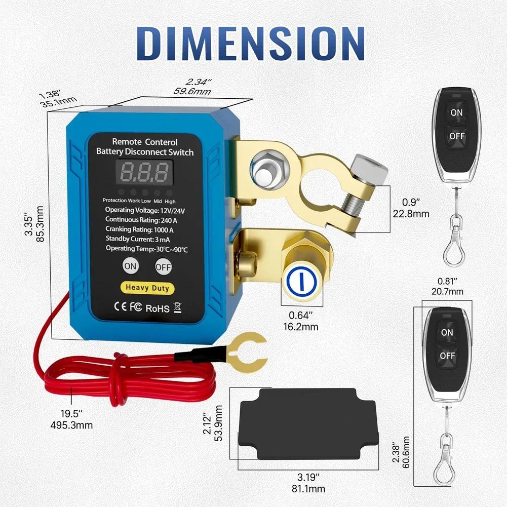 Auto Battery Master Switch with Remote, 240A Kill Switch 12V Remote Battery Disconnect Switch with Led Voltage Display Automatic
