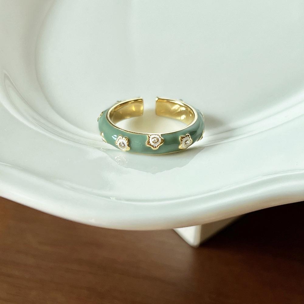 Li Luo Vintage Gold Gebürsteter 925 Sterling Silber Verstellbarer Damenring