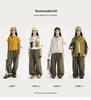 Tao Town Girls' Army Green Denim Scimitar Wide-Leg Cargo Pants - Spring/Autumn Casual Long Pants for Older Children