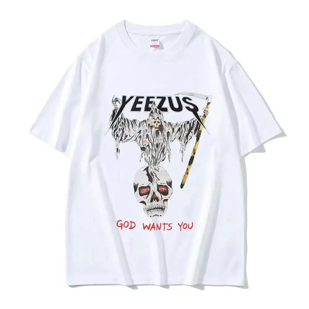 Kanye West Yeezus God Wants You Oversized T-Shirt Comfort Top 100% Cotton Women's Summer T-Shirt Fashion Trend T-Shirt 61734