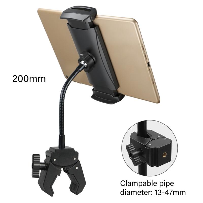 360 Rotating Adjustable Phone Tablets Holder Stand Clamp Mount For Desk Gym Live Streaming With Flexible Hose