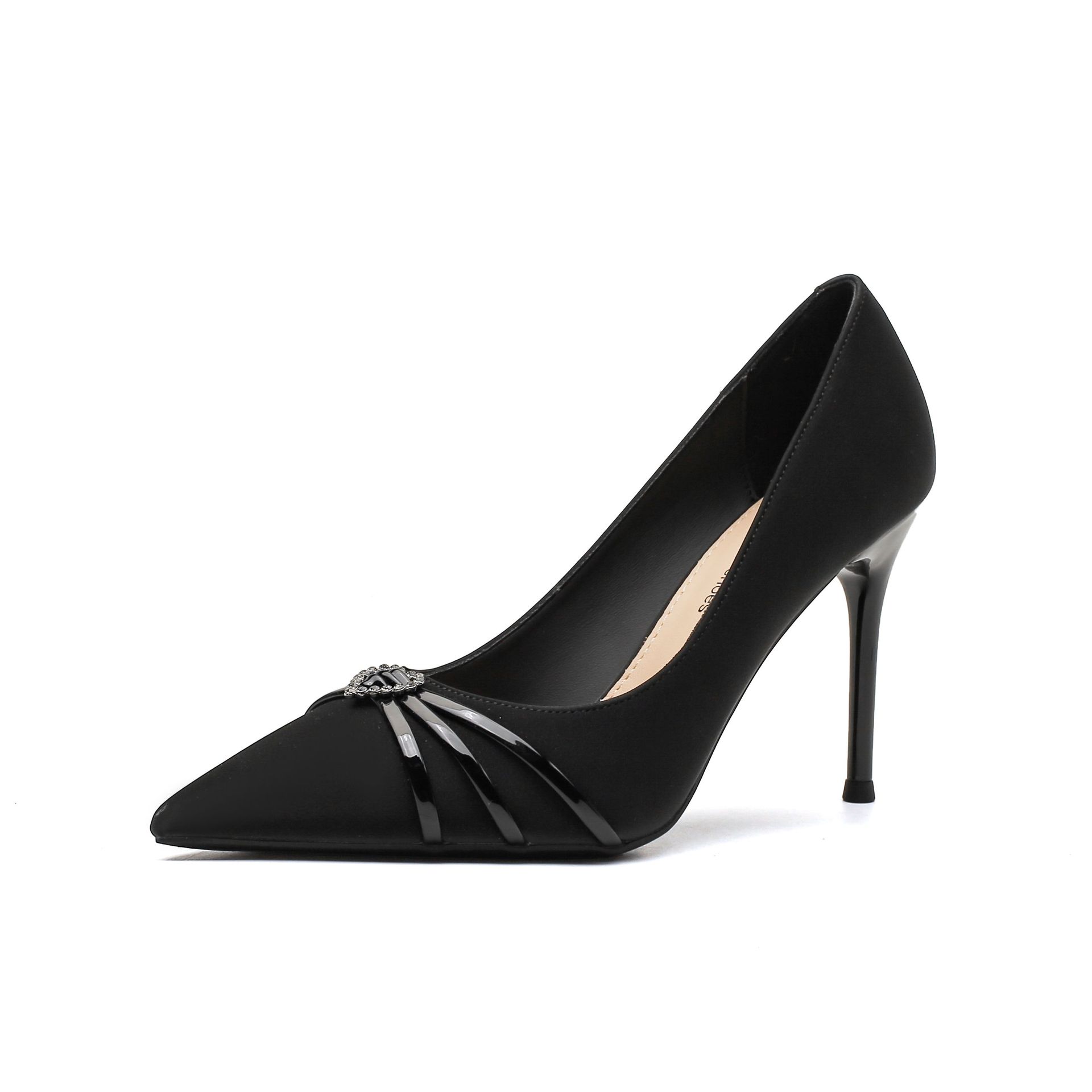 

Весенние женские туфли-лодочки на высоком каблуке, модные туфли со стразами на низком каблуке, туфли-лодочки для вечеринок и деловых поездок 40