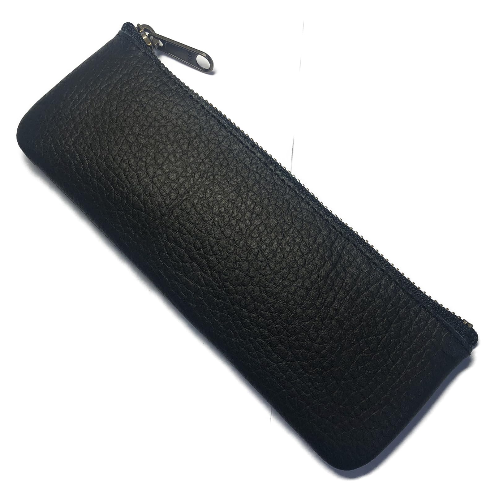 

Кожаный тонкий пенал из натуральной кожи с YKK Ручная работа в Японии Усадка [Мастерская Сато] Чехол, Молния, (Черная обертка)