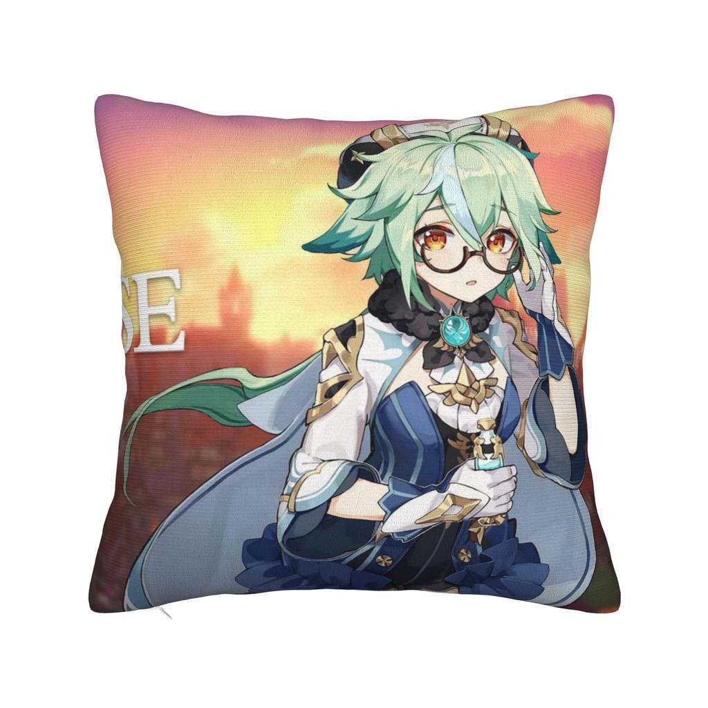 Genshin Sucrose Pillowcase Printed Fabric Cushion Cover Decorations Kawaii Game Anime Online Games Pillow Case Cover Home Zipper