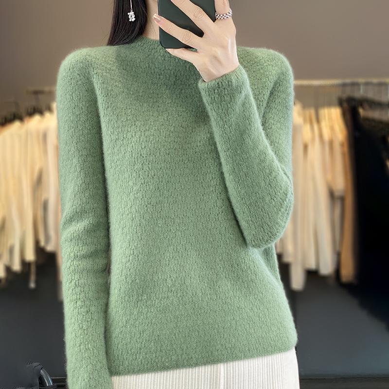 Women's Cashmere Sweater Qinghe Cashmere 30% Cashmere 70% Wool Women's Autumn and Winter Cashmere Pullover Soft and Warm