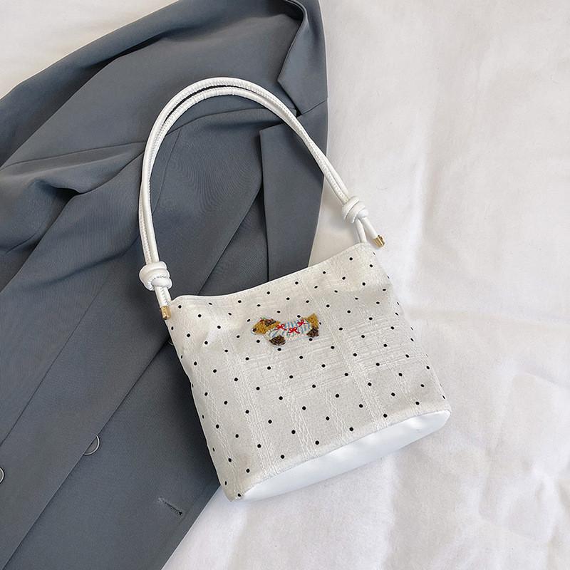 Trendy Bucket Style Canvas Tote Bag For Women With Bowknot Design Ideal For Everyday Use