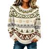 Women's Casual Long Sleeve Round Neck Knit Sweater with Geometric Print