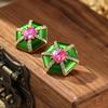 Summer Medieval Vintage Earrings Oil Dropped Enamel Geometric Fashionable Niche Women's Exquisite Earrings  New Edition