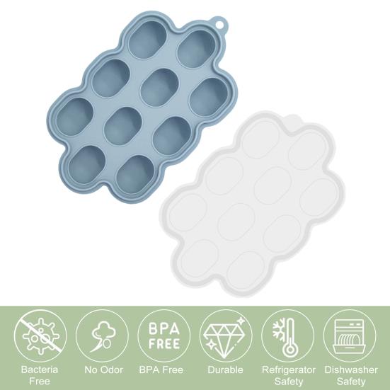 Silicone Toddle Food Freezer Tray with Lid BPA-Free Breastmilk Storage Container Nibble Tray for Teething Ice Cubes Fruit Purees