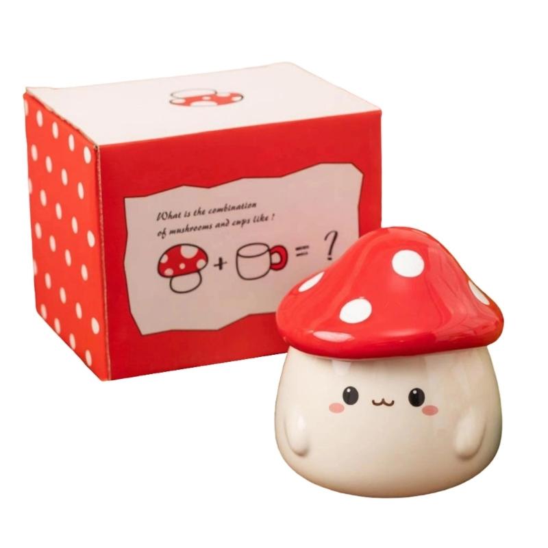 Mushroom Shaped Ceramic Mug Lid Unique Designs Drinking Cup For Women Gift Heat Resistant Home Drinkware
