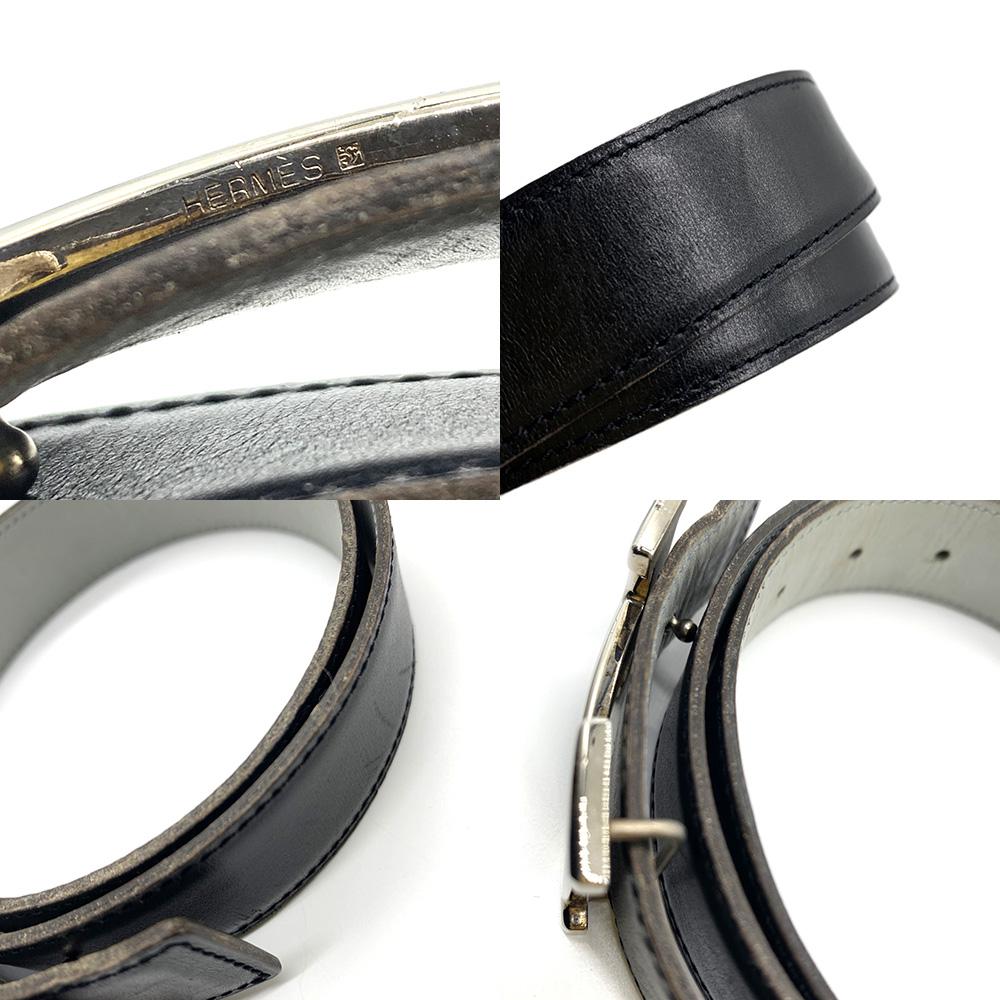 Used HERMESbelt gray leather Women