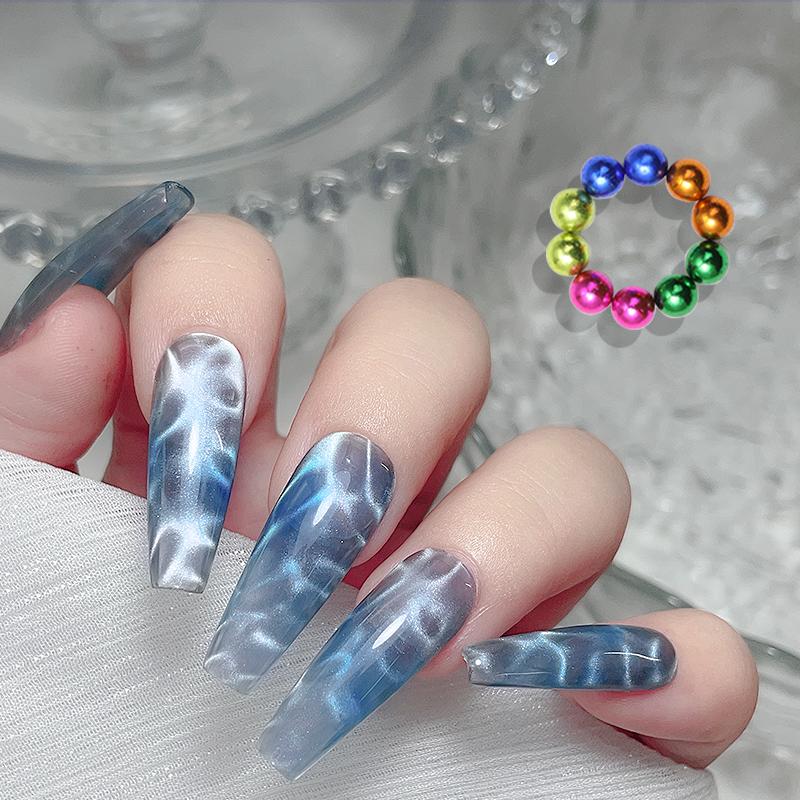 

10/20 шт. Золотой Серебряный Круглый Набор Магнитных Бусин для Нейл-Арта Многофункциональная Цветная Магнитная Палочка для Дизайна Волна Рябь Кошачий Глаз