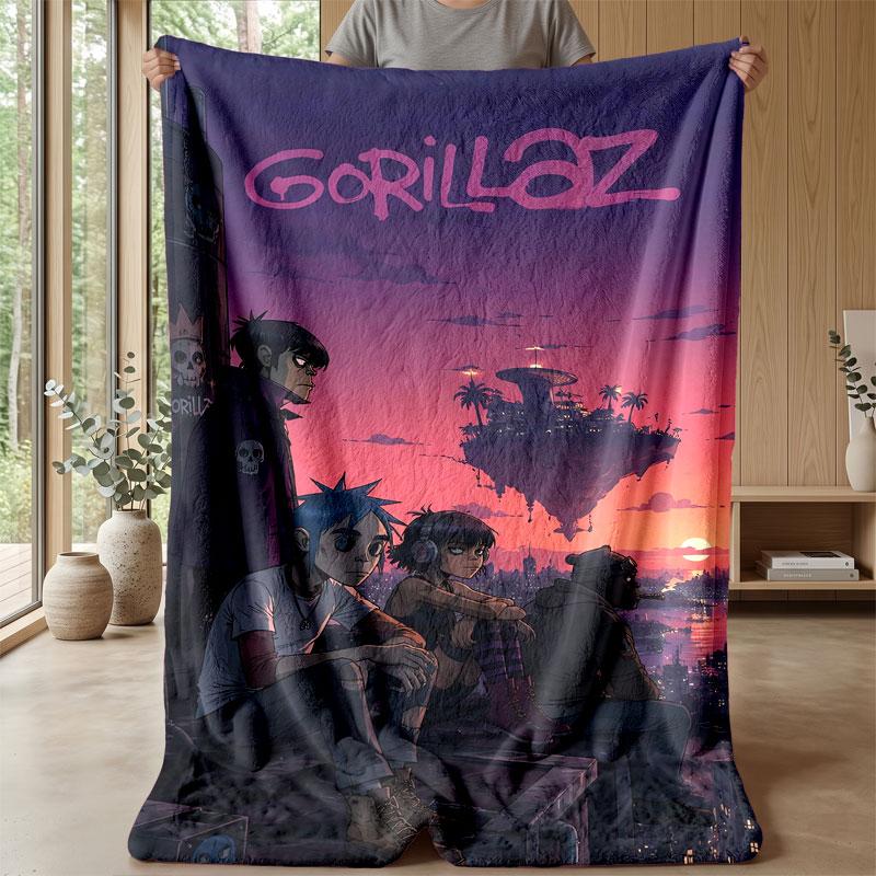Soft Flannel Blanket Lightweight Cozy Bedroom Living Room CoverGorillaz