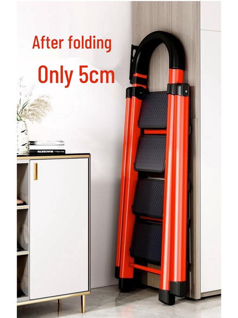 Multi-Functional Telescopic A-Frame Folding Ladder - Thick Carbon Steel Step Ladder for Indoor Use