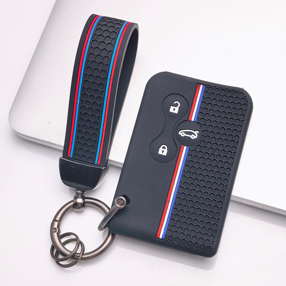 Key Case Cover for Renault Clio Megane Scenic Koleos Captur with Keychain Anti-Scratch Guard Shockproof Protection Soft Grip Texture