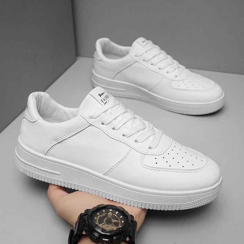 

Мужская обувь для скейтбординга 2024 года, новая белая обувь на толстой платформе с мягкой подошвой, студенческая кружевная нескользящая удобная повседневная обувь Zapatillas 44 белый