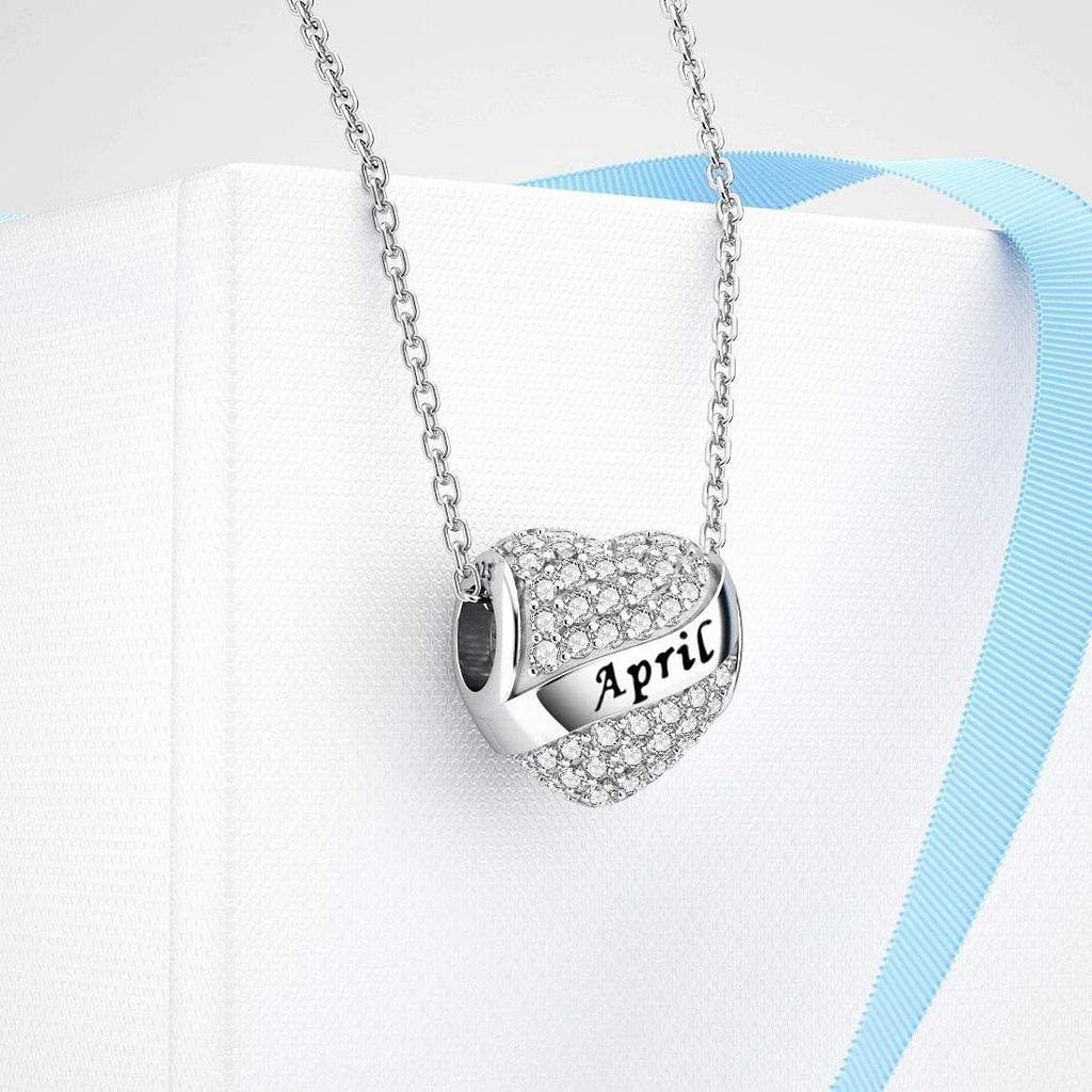 Authentic Copper Plated Twelve Month Birthstone Heart Eternity Decorative Charms Beads Pendant Charm Fit Original Fashion Bracelet For Women Jewelry