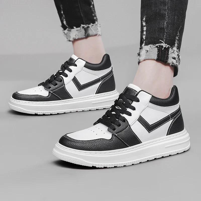 Sneakers Man Elevator Shoes Height Increase Insole 6cm White Black Taller Men Leisure Fashion Plus Size 36-44Lift