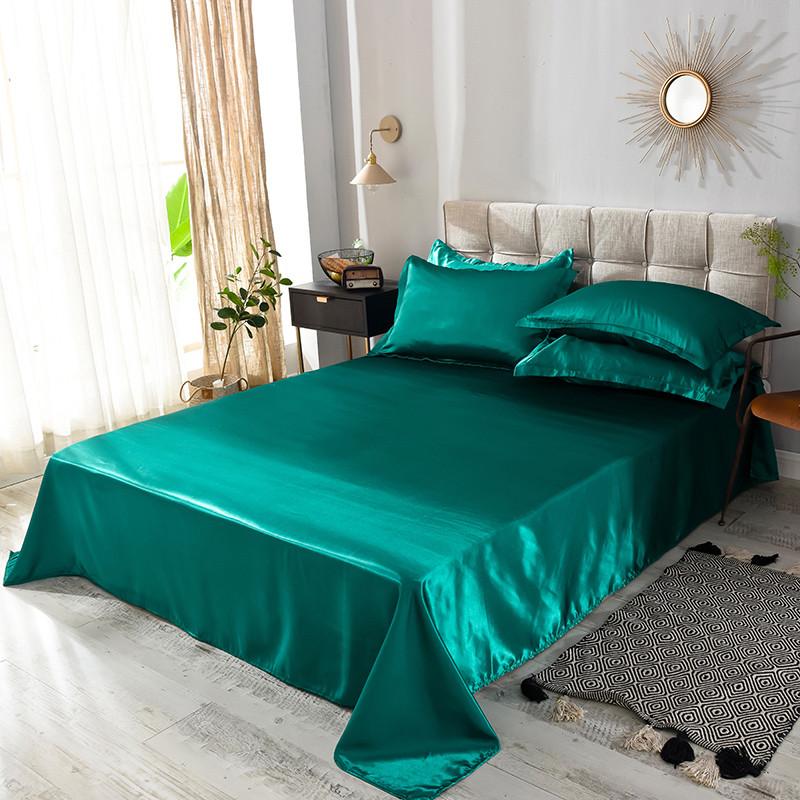 1pc Flat Bed Sheet Silky Bedsheets Solid Color Bed Linen Smooth Flat Sheets Sabanas Para Cama Home Textile Bed Sheets