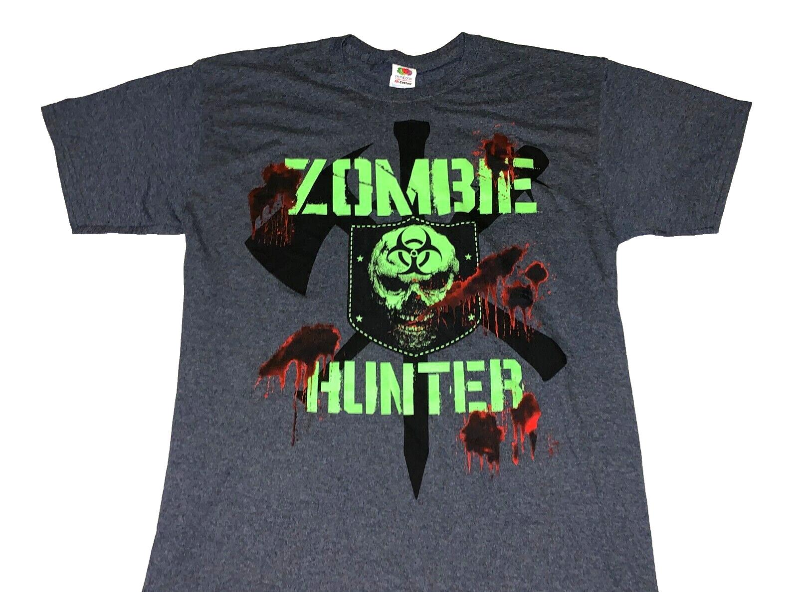 Zombie Hunter Scary Skull Graphic T-Shirt New! MEDIUM S разноцветный