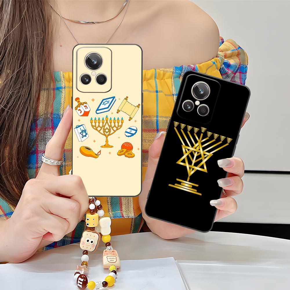 Jewish Hanukkah Mobile Phone Case for Realme 15 14 13 12 11 10 9 Pro Plus T I Lite 5G Colorful Printing Cover Luxury Smartphone