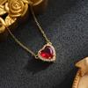Titanium Steel Sword & Red Heart Necklace Set with Micro-Set Cubic Zirconia Arrow and Layered Clavicle Chain.