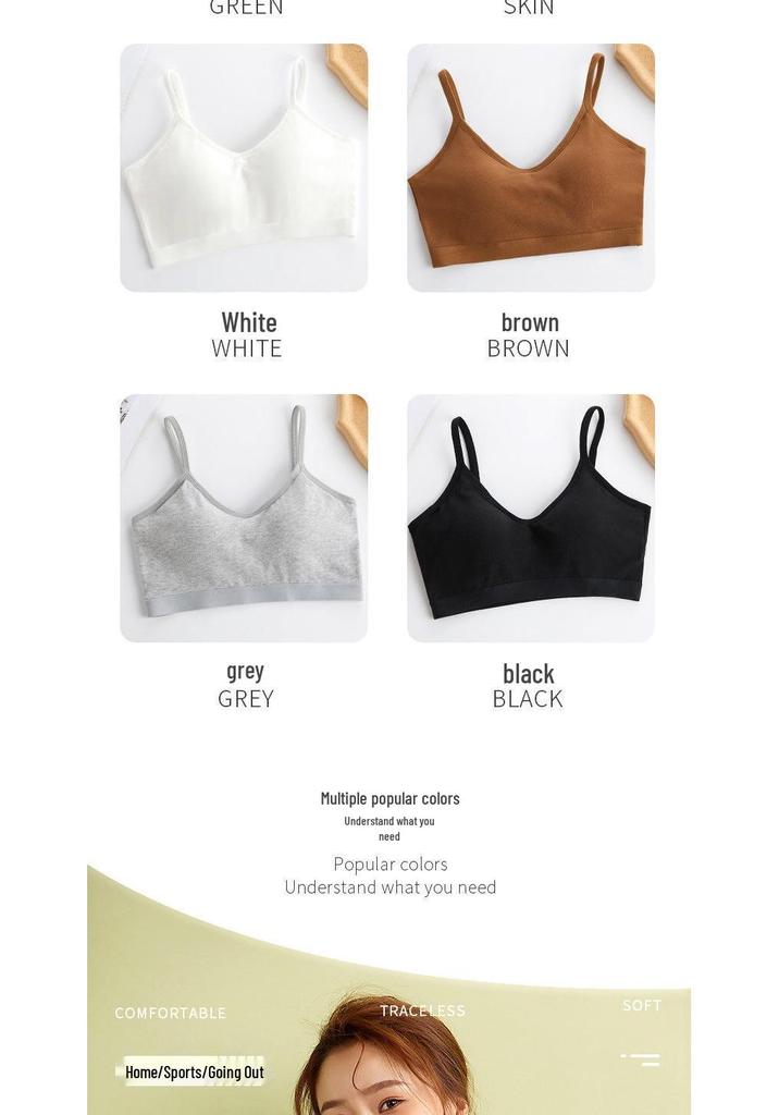 All-in-One Cotton Sports Bra Tank: Sweat-Wicking, Push-Up, Beautiful Back Design, Padded Bandeau, Anti-Exposure Base Layer