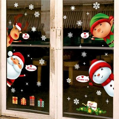 Christmas Wall Sticker Home Decoration Claus Shop Window Children's Room Door Glass Scene Layout Sticker Wall Sticker