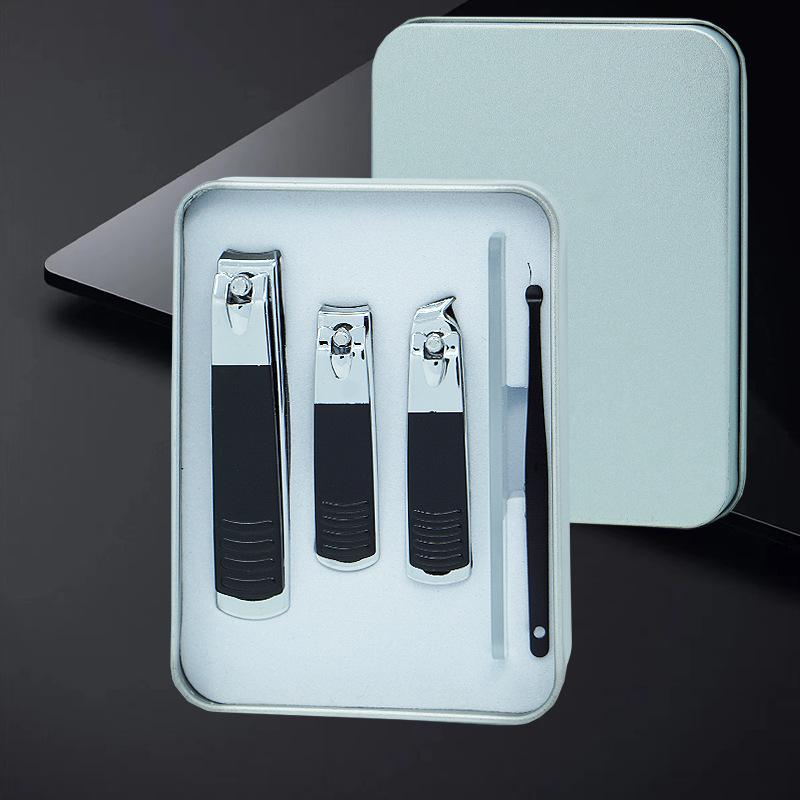 Nail Care Gift Set: Portable Tin Box with Clippers, Scissors, Tweezers, and Ear Spoon