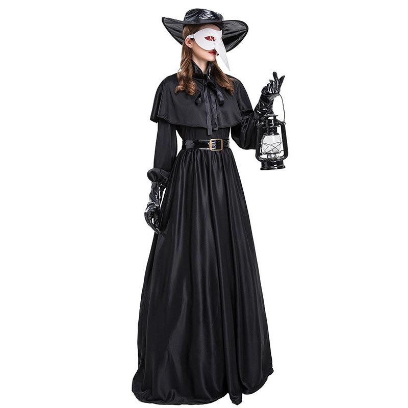 Halloween Adult, Medieval Steampunk Plague Doctor Costume, Crow Long-bill Birdman Costume
