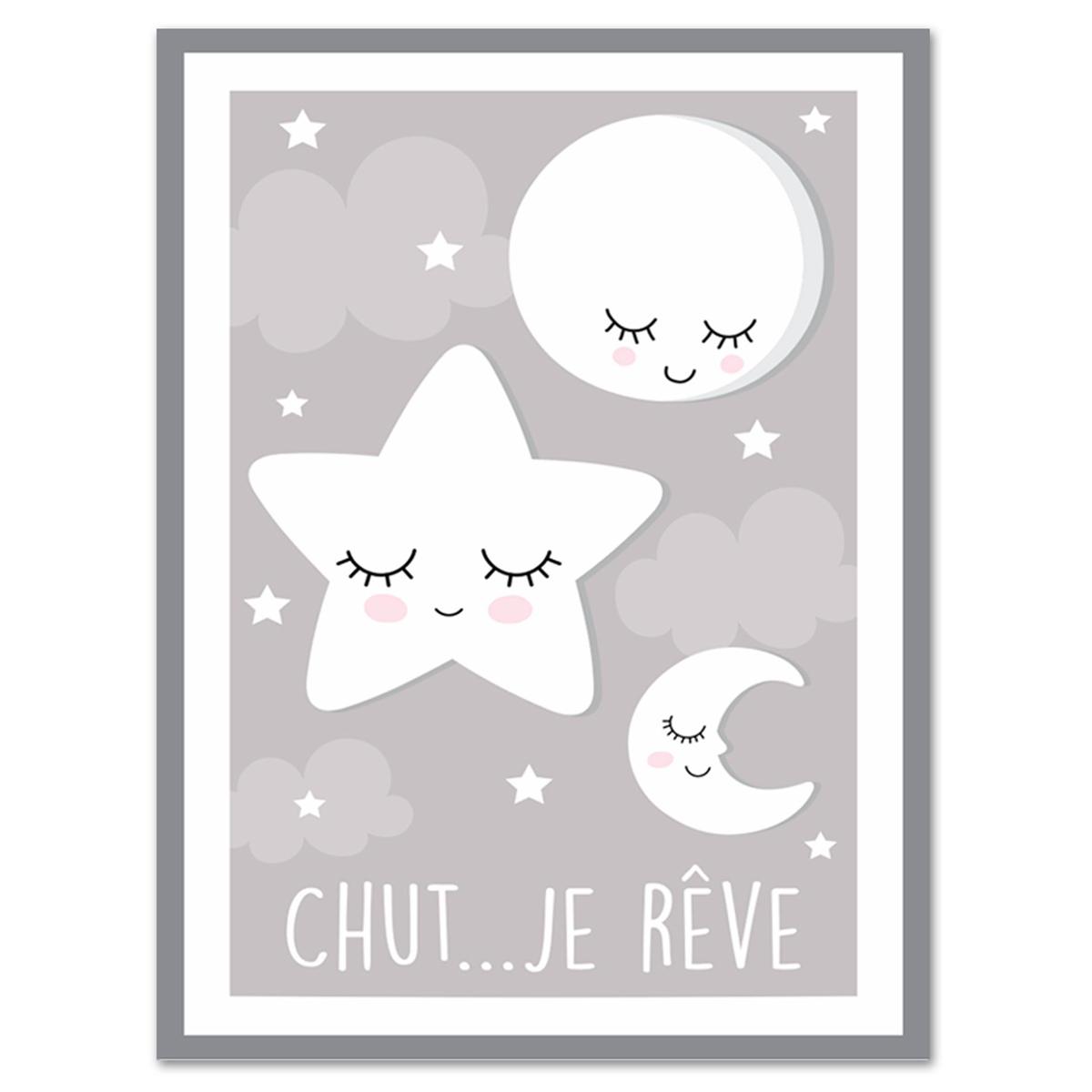 

Les Trésors De Lily [A0722] - Детская канва Etoile Lune серый (тсс . . . я мечтаю) - 40x30см серый