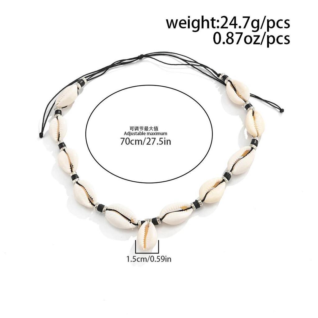 IngeSight.Z Creative Ethnic Coconut Husk Scallop Beaded Pendant Choker Necklace Summer Ocean Beach Vacation Collar Neck Jewelry