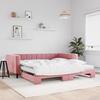 VidaXL Daybed with Trundle Bed and Mattress Pink 100x200 Cm Velvet 3196725